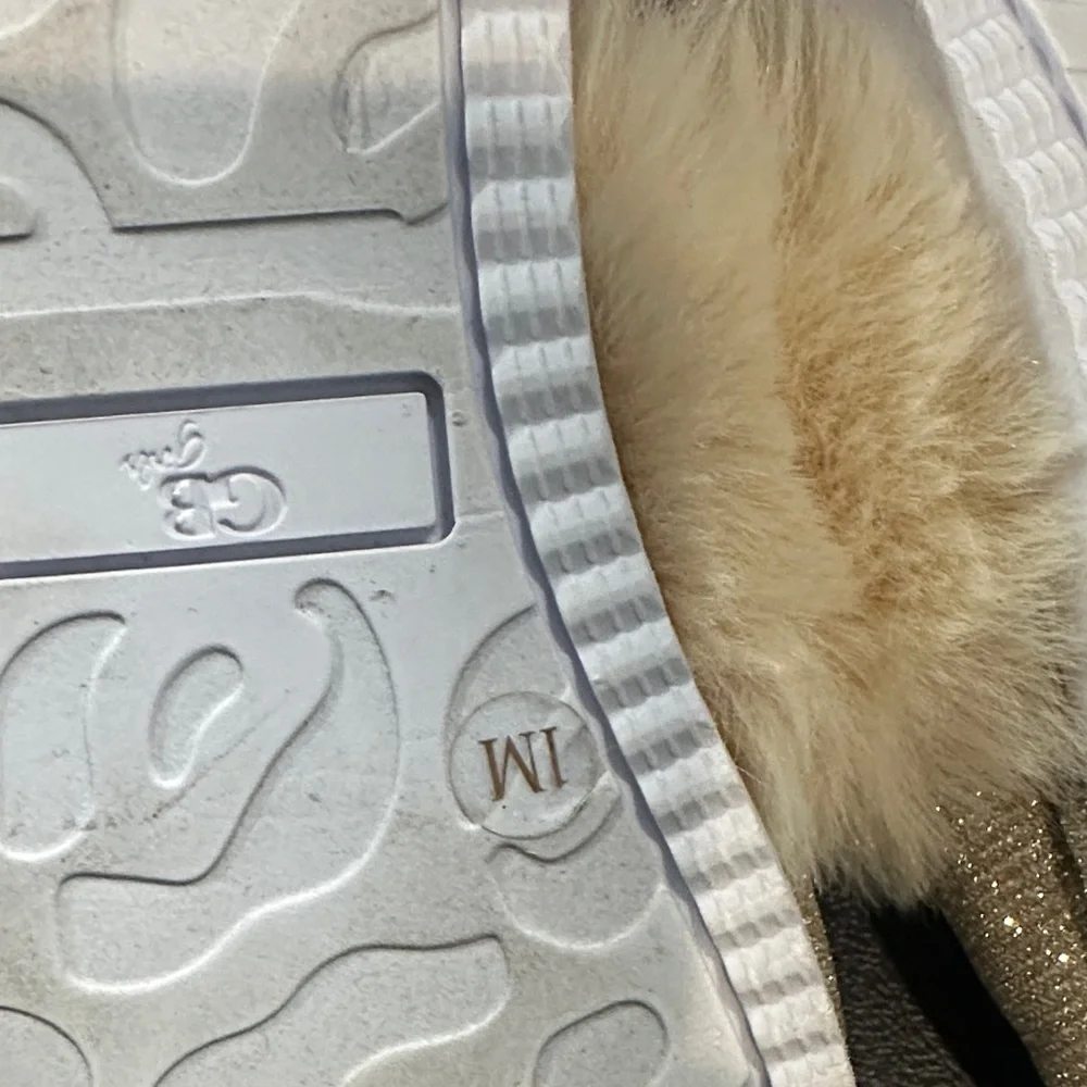 Gianni Bini girls Slippers with Faux Fur and Sparkle size 1